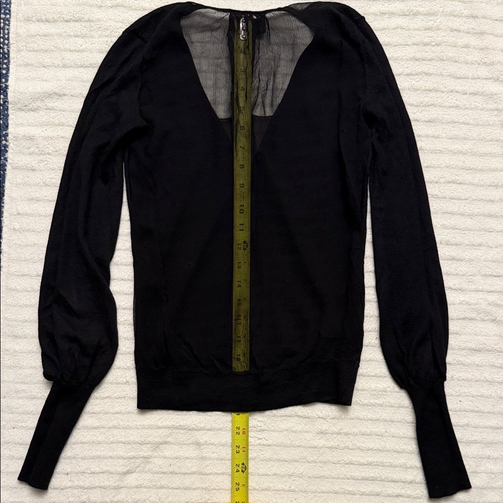 Derek Lam Black Deep V-Neck Lightweight Sweater - Picture 3 of 5